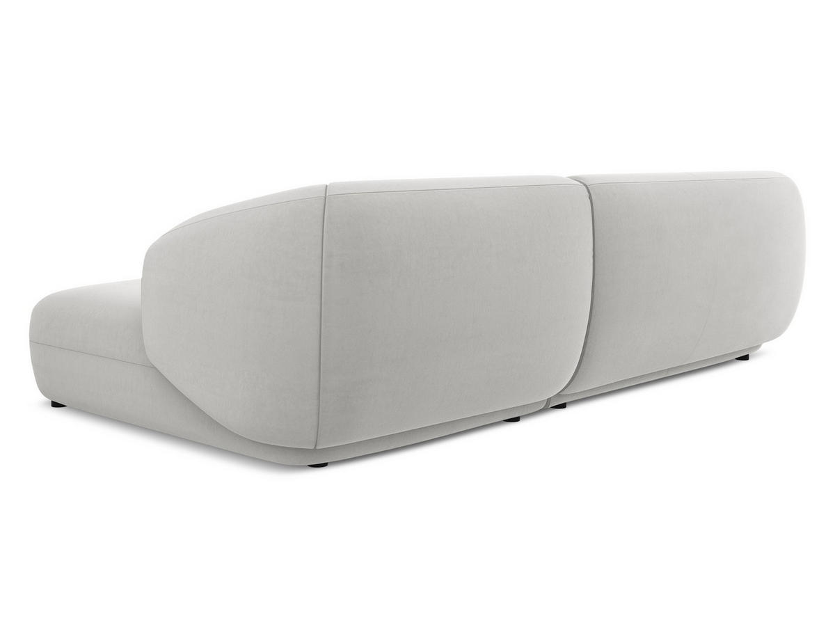 ECKSOFA Rechts Samt Stoff Grau - Silberfarben/Schwarz, Kunststoff/Textil (280/156cm) - Makamii