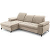 ECKSCHLAFSOFA Bello beige links - Beige/Schwarz, Textil (265/156cm) - Beautysofa
