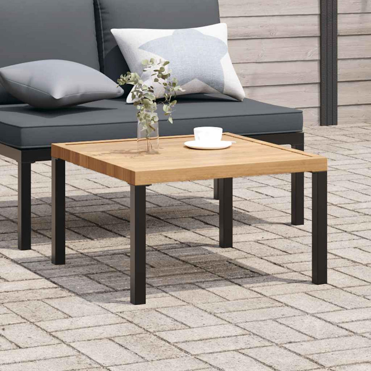 GARTENTISCH Tischmaro 65/40/65 cm - Schwarz, Naturmaterialien (65/65/40cm) - ZMH