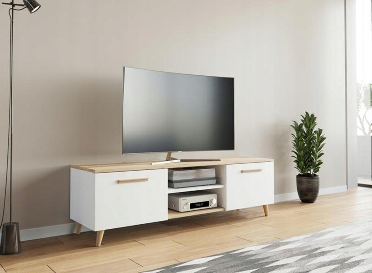 FERNSEHKOMMODE Bergen Weiß-Artisan Eiche 120/40/46 cm - Multicolor, Holzwerkstoff (120/46/40cm) - Matkam Möbel