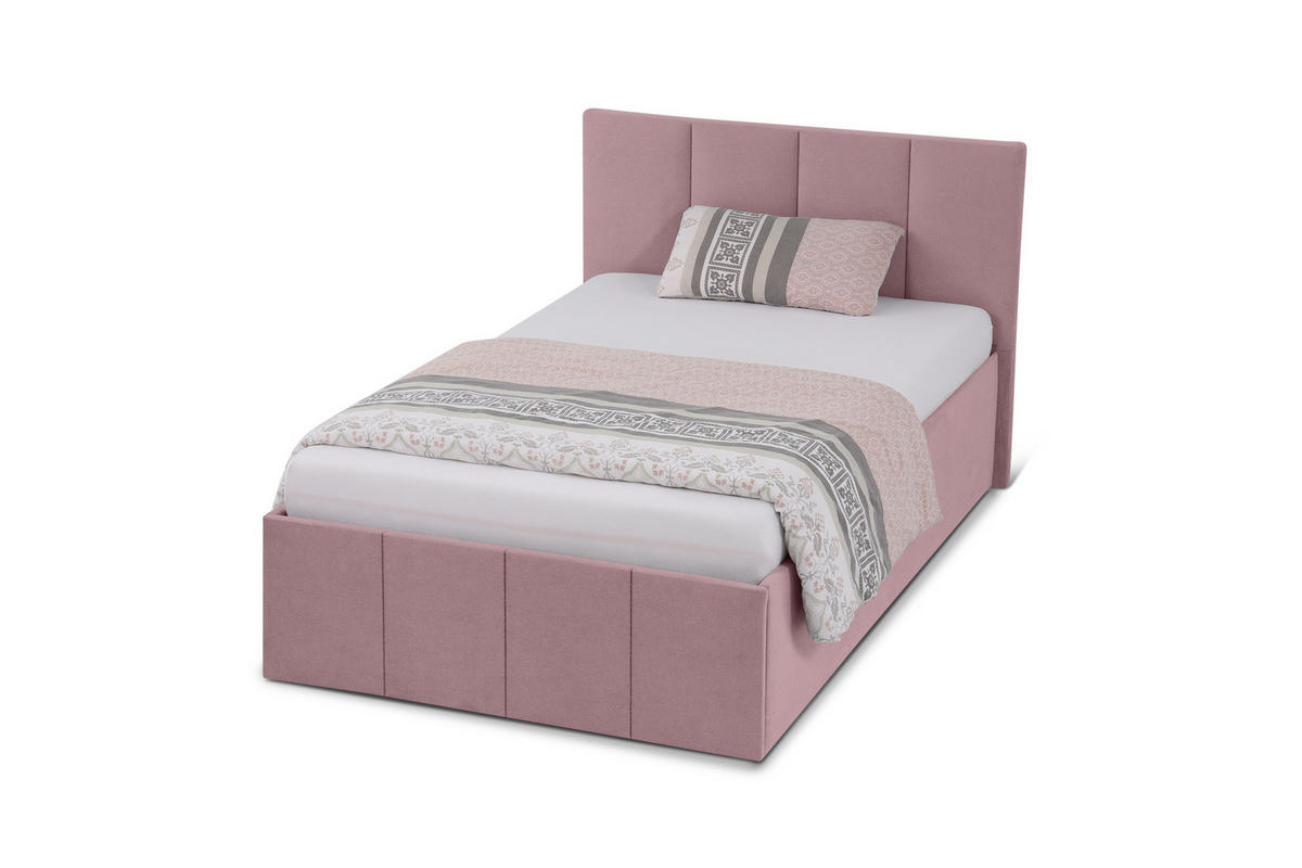POLSTERBETT Dalas Rose 100 x 200 x 40 cm Stauraum Mit hochwertiger Matratze H3 (bis 120 kg) und Lattenrost - Rosa, Holz (100/200cm) - Halmon Schlafkomfort Betten 