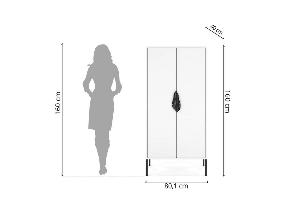 HIGHBOARD Merlin, Weiß, Schwarze Details - Schwarz/Weiß, Holzwerkstoff/Metall (80/160/40cm) - Skandica