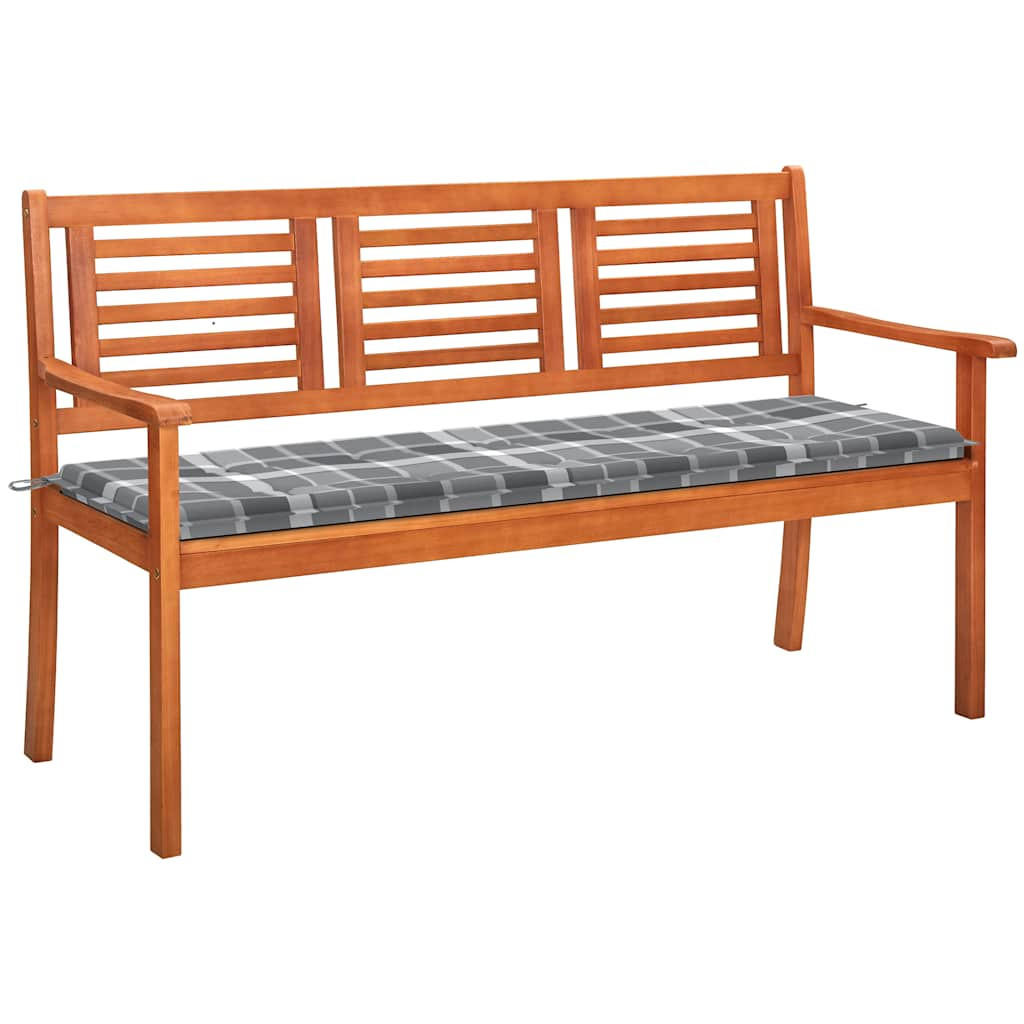 3-SITZER-GARTENBANK mit Auflage 150 cm Massivholz Eukalyptus - Braun, Holz (150/89/60cm) - furnicato