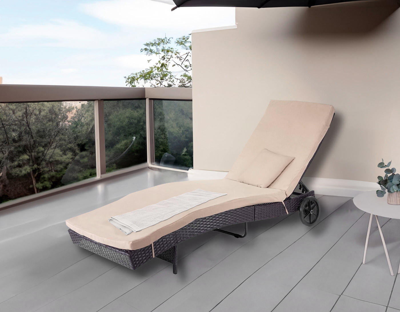 SONNENLIEGE Braun, Beige - Beige/Braun, Kunststoff (60/91/205cm) - MCW