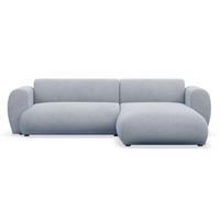 ECKSOFA Emia Hellblau rechts - Schwarz/Hellblau, Kunststoff/Textil (156/262cm) - Selsey