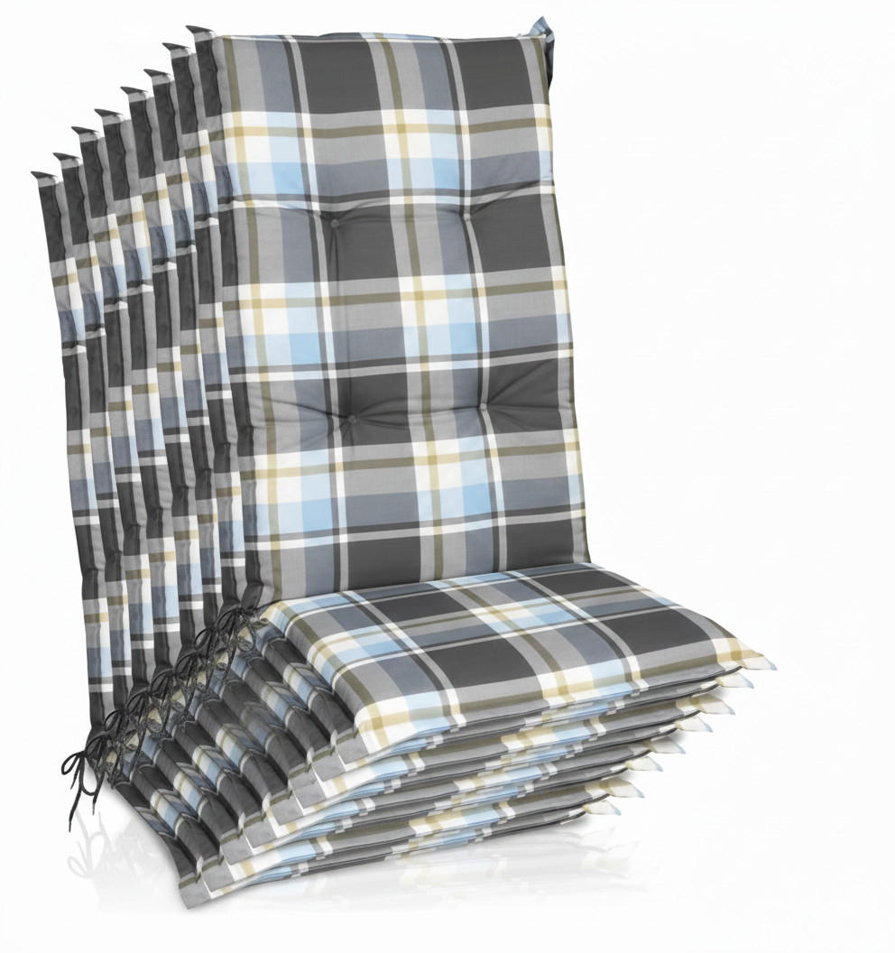 HOCHLEHNERAUFLAGE Sunny BK 120x50x6cm Blau Kariert (8tlg) - Blau, Textil (50/6/120cm) - Beautissu 