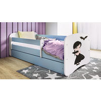 KINDERBETT Mädchen in Schwarz 80x180 cm mit Schublade, Rausfallschutz & Lattenrost, Blau - Blau, Holzwerkstoff (80/180cm) - RAUMHIRSCH FURNITURE