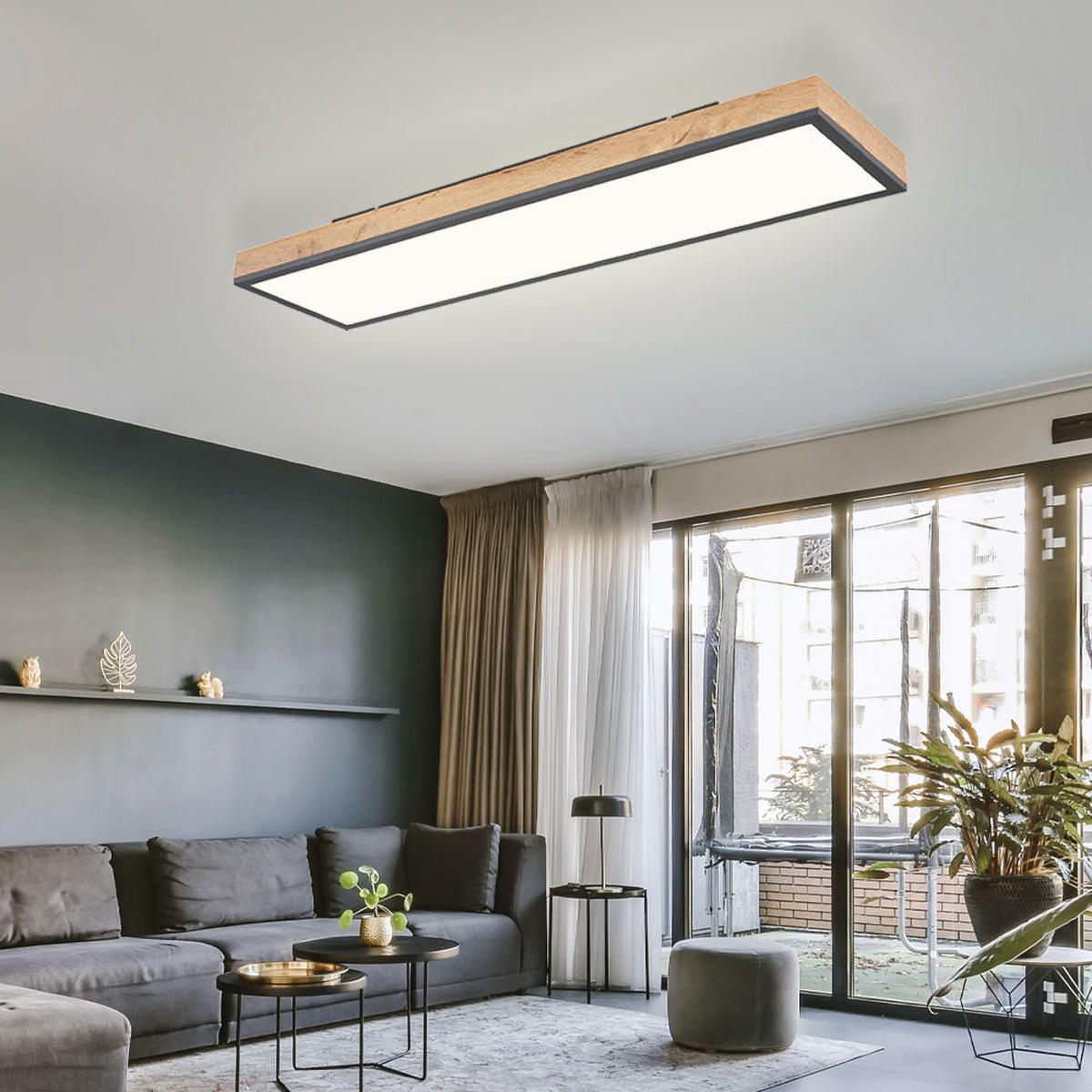 LED DECKENLEUCHTE DORO MDF Grau - Grau, Metall (80/20/6.5cm) - Globo Lighting