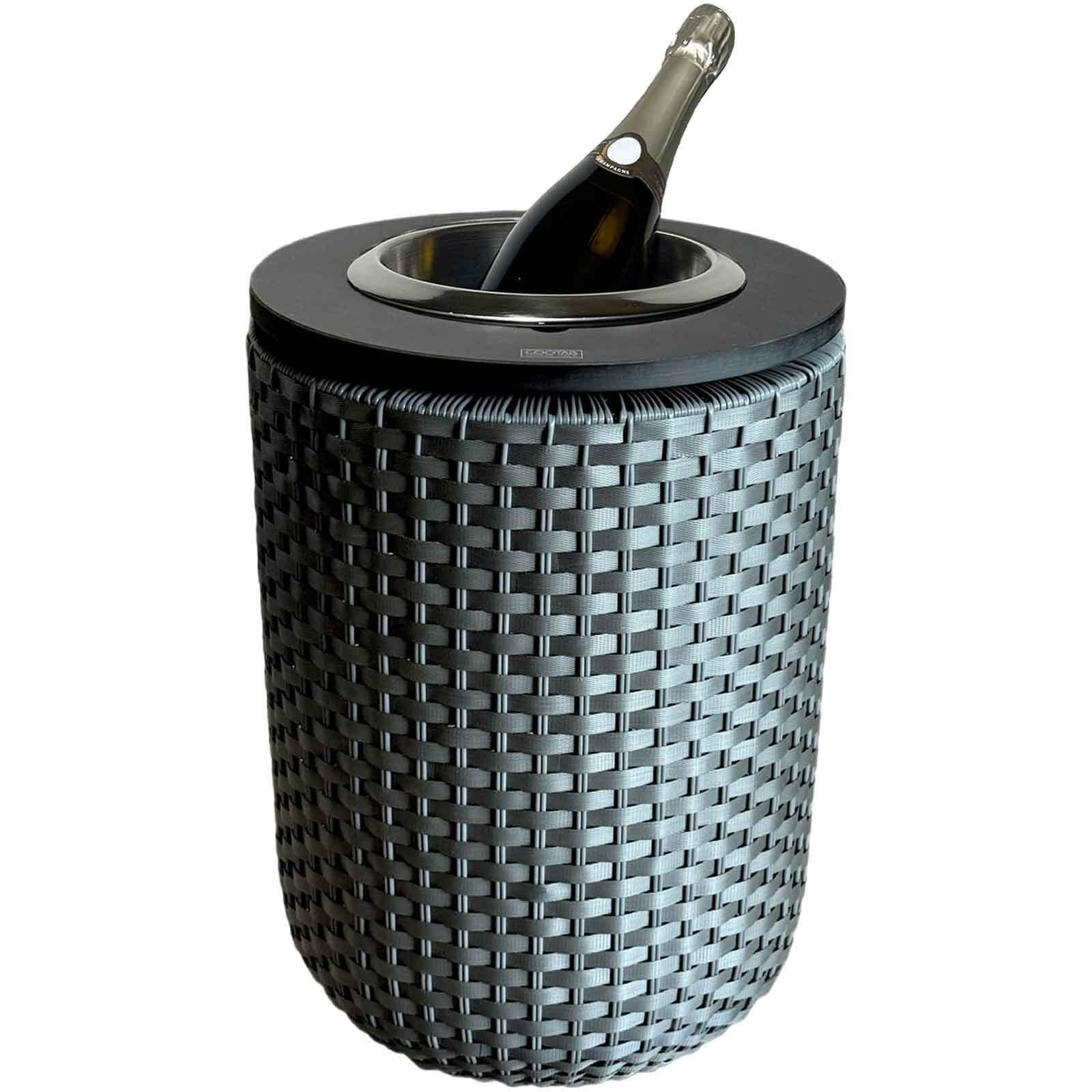 BEISTELLTISCH MIT EDELSTAHL-KÜHLER London Anthrazit/Schwarz 50 cm - Anthrazit/Schwarz, Kunststoff (34/50/34cm) - COOTAB Cooler Table