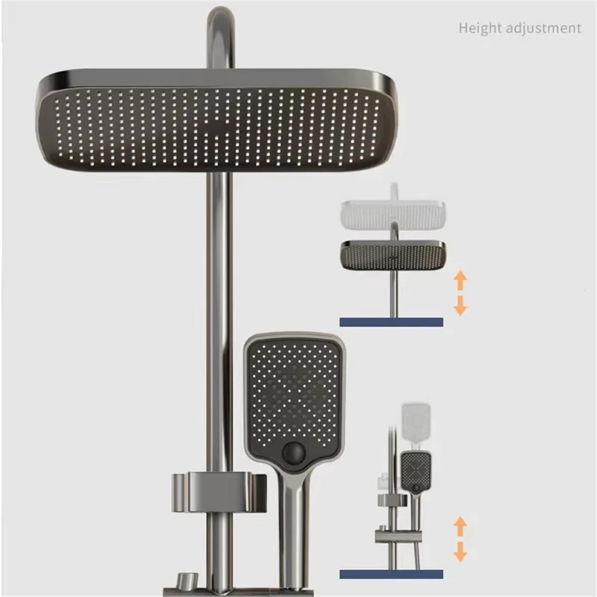 ÜBERKOPFBRAUSESET 4-Funktionen Digitalanzeige Kupfer Heiß Kalt Mischbatterie - Schwarz, Metall (21/110/30cm) - Bextcok