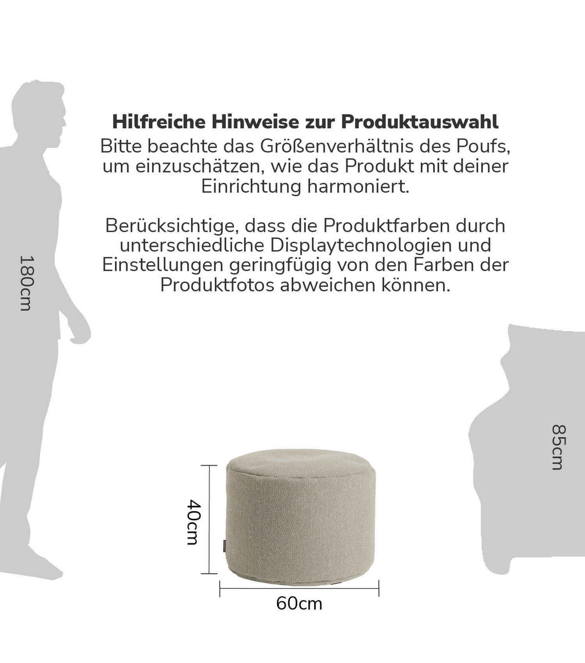 POUF Der Ruhepouf - Beige, Textil (60/40/60cm) - Mokebo