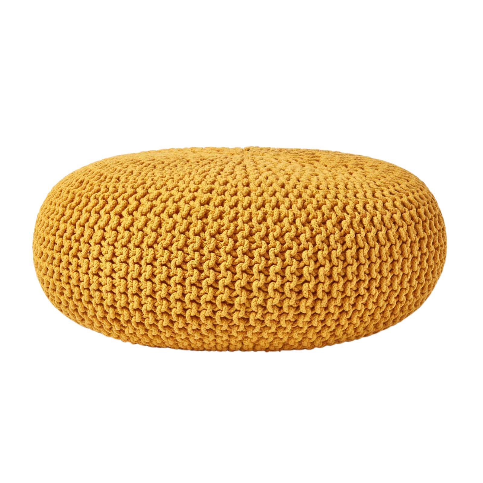 Homescapes Strick-Pouf Currygelb 70x23x70 cm