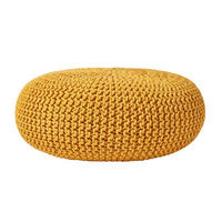 STRICK-POUF senfgelb, Bodenkissen rund 70/70/23 cm - Currygelb, Textil (70/23/70cm) - Homescapes