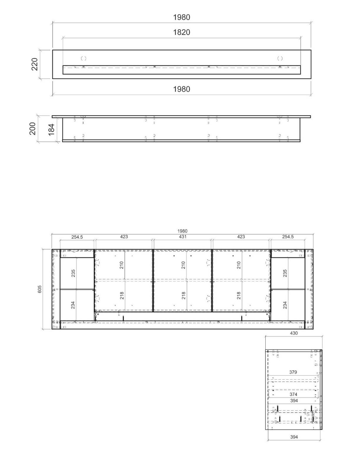 WOHNZIMMER-SET Wandboard weiß matt, Evoke Eiche, Wohnkombination Set 2-teilig - Eichefarben/Silberfarben, Glas/Holzwerkstoff (198/170/43cm) - Furn.Design