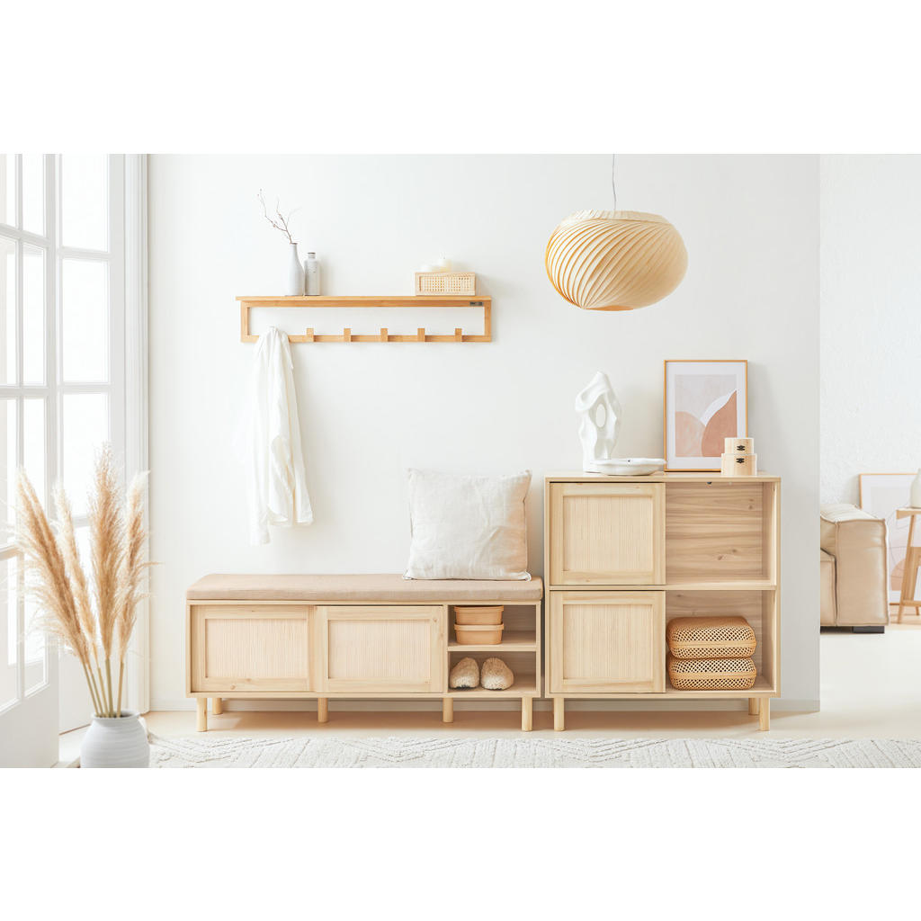 Thumbnail - SoBuy Schuhbank, Natur, Holzwerkstoff, Naturmaterialien, 121x49x35 cm, Garderobe, Garderobenbänke, Schuhbänke