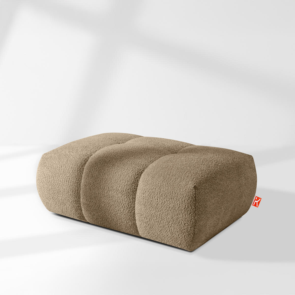 POUF LIRA, Beige, Bouclé - Beige, Holz/Holzwerkstoff (96/43/50cm) - KONSIMO®