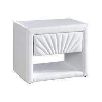 NACHTTISCH - 1 Schublade und 1 Ablage - Kunstleder - Weiß - ULAMI - Weiß Hochglanz, Leder (50/41/35cm) - Vente-Unique