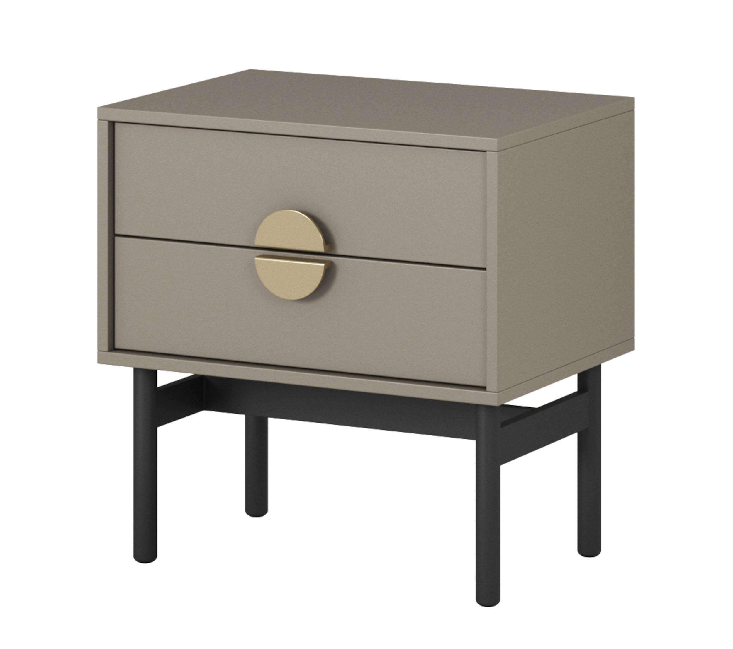 NACHTSCHRANK Stoon Steingrau 55 cm - Beige/Goldfarben, Holzwerkstoff/Metall (55/57/38cm) - Selsey