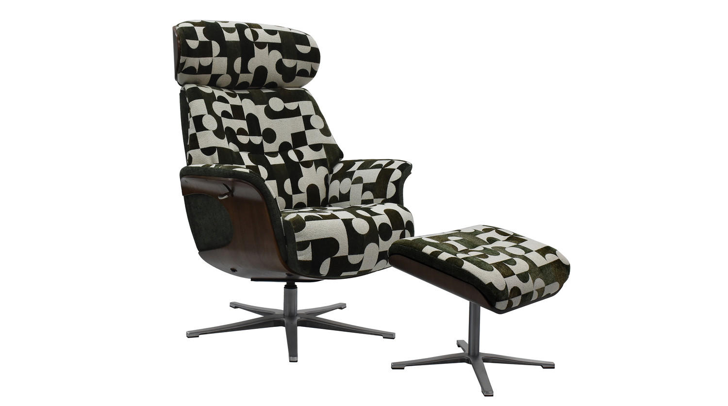 RELAXSESSEL TOSAR Grün Webstoff Relaxfunktion - Silberfarben/Grün, Textil/Metall (83/110/89cm) - KAWOLA