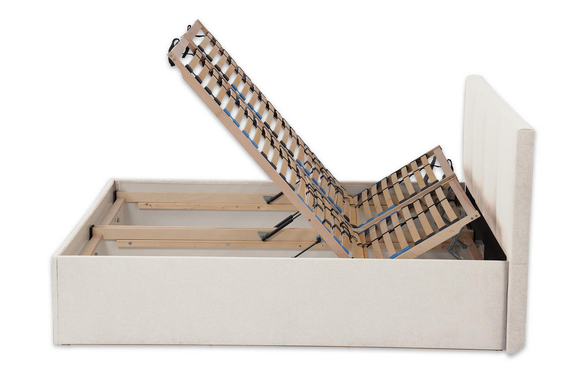 POLSTERBETT Dalas Beige 200 x 200 x 40 cm Bettkasten Mit hochwertiger Matratze H3 (bis 120 kg) und Lattenrost - Beige, Holz (200/200cm) - Halmon Schlafkomfort Betten 
