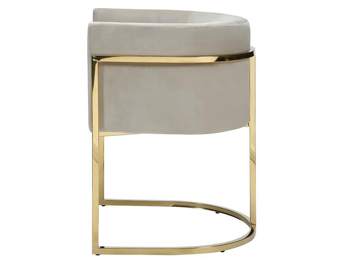 STUHL mit Armlehnen 2er-Set - Samt & Metall - Beige & Goldfarben - PERIA - Beige, Textil (56.5/76/60cm) - Pascal Morabito