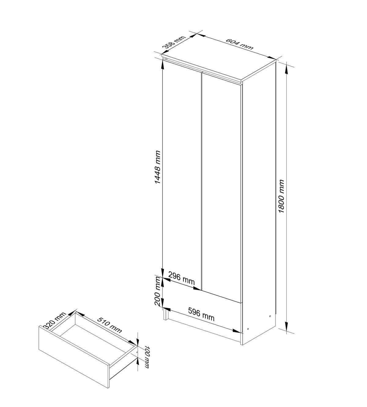 MEHRZWECKSCHRANK Weiß, Sonoma Eiche 60x180x35 cm - Weiß/Sonoma Eiche, Holzwerkstoff (60/180/35cm) - Akord
