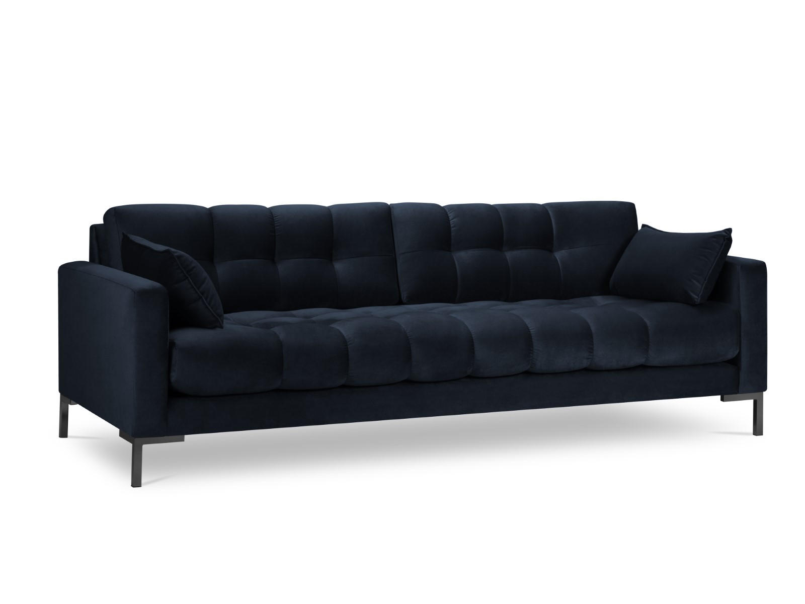 SOFA Mamaia aus Samt dunkelblau 4 Sitzplätze - Dunkelblau, Textil (92/75/217cm) - Micadoni