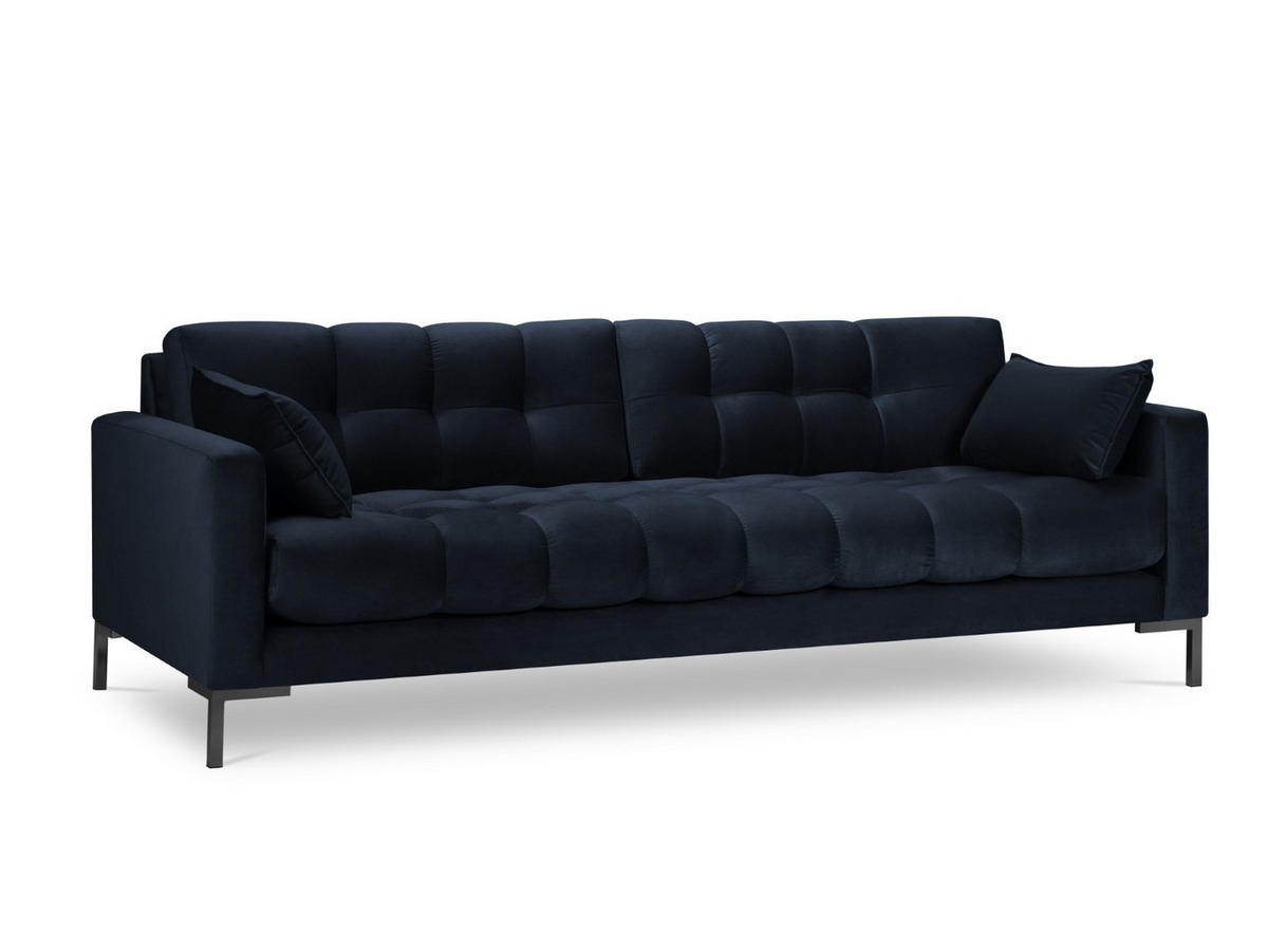 SOFA Mamaia aus Samt dunkelblau 4 Sitzplätze - Dunkelblau, Textil (92/75/217cm) - Micadoni