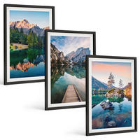 BILDER SET 3er Set - 40x60 cm Schwarzer Rahmen - Spiegelung des Waldes in Bergseen - Schwarz, Kunststoff (40/60cm) - TULUP