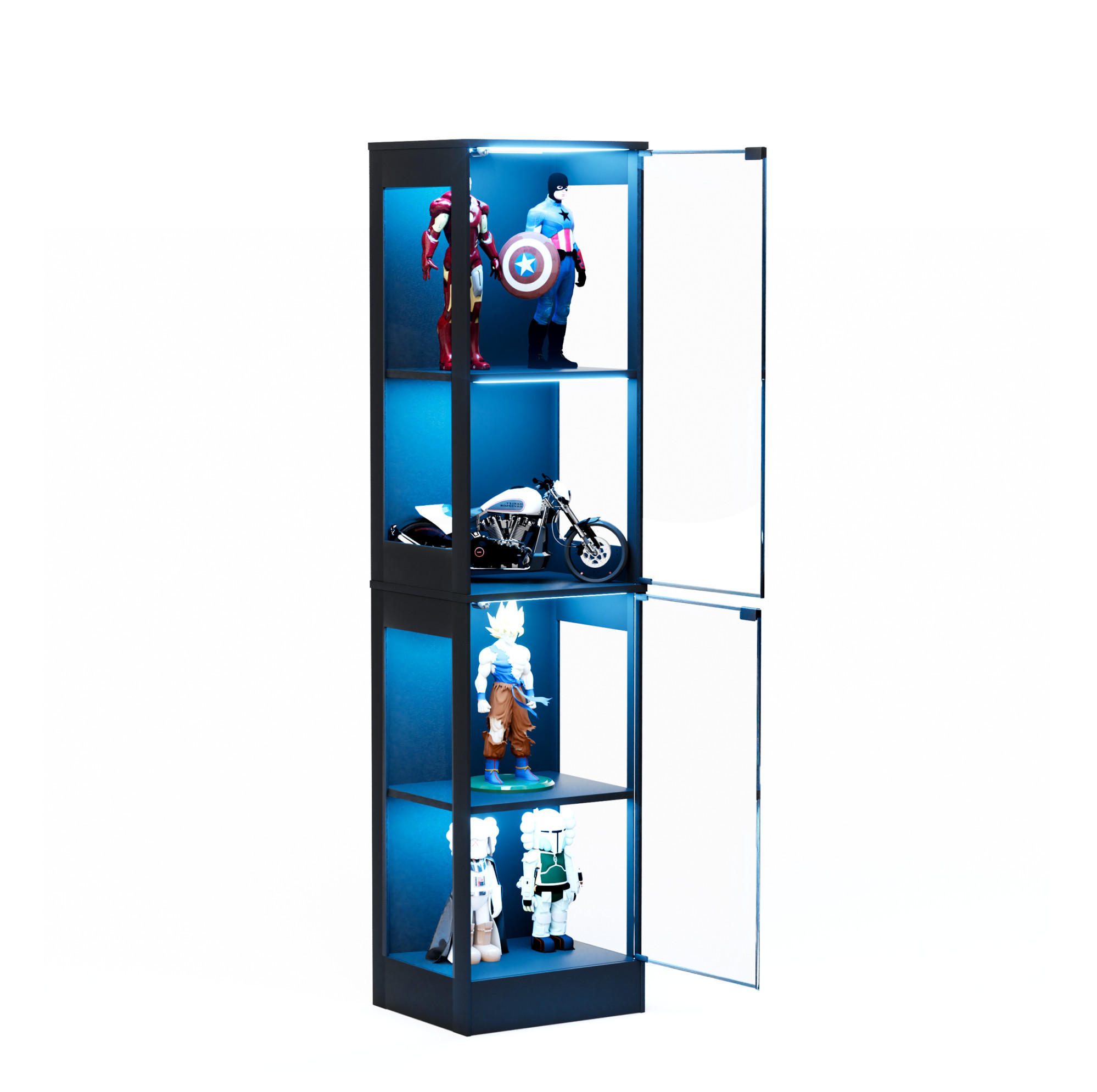 VITRINE 35/40/165 cm akazienfarben aus ABS mit LED und Sensortechnik - Naturfarben, Kunststoff (40/165/35cm) - OKWISH