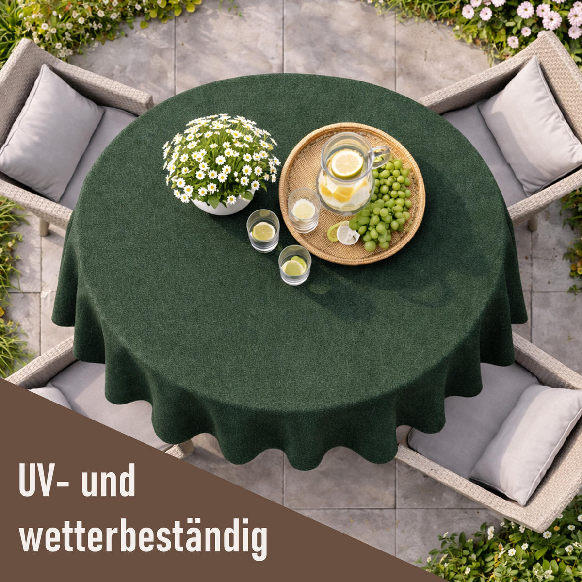 TISCHDECKE Garten Weichschaum Ø140cm - Dunkelgrün - Dunkelgrün, Kunststoff (140/140cm) - Bestlivings