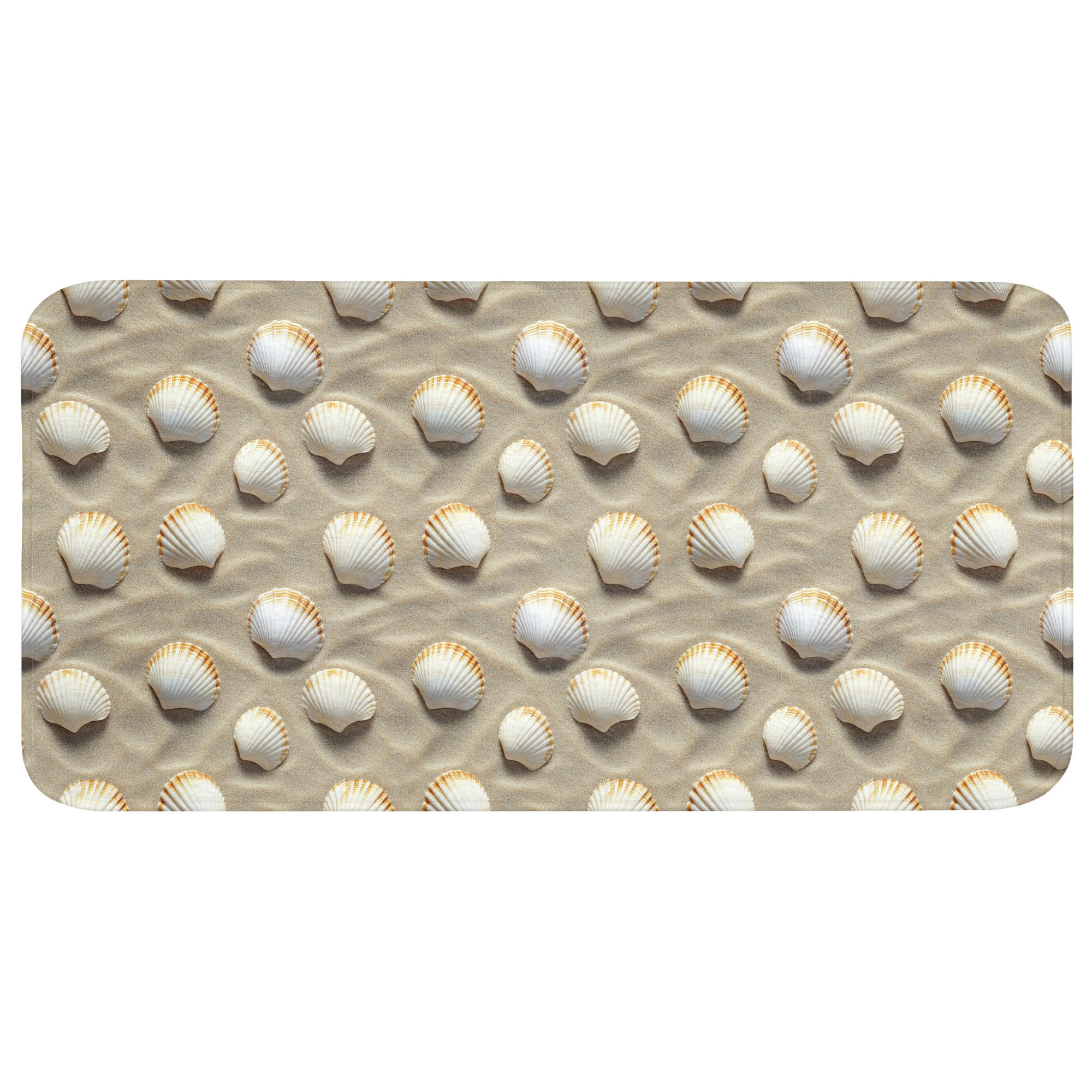 BADEMATTE Muscheln - Sand - Maritim Badezimmerteppich 120x60 cm - Sandfarben, Kunststoff/Textil (120/60cm) - OnlyWow