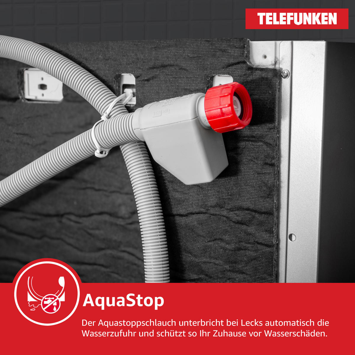 GESCHIRRSPÜLER, 60 cm teilintegrierbar, Einbau Spülmaschine, 12 Maßgedecke, 6 Programme, AquaStop, Startzeitvorwahl, Auto-Door, leise 45 dB, GET6012DI - Silberfarben/Schwarz, Kunststoff/Metall (59.8/82/57cm) - Telefunken