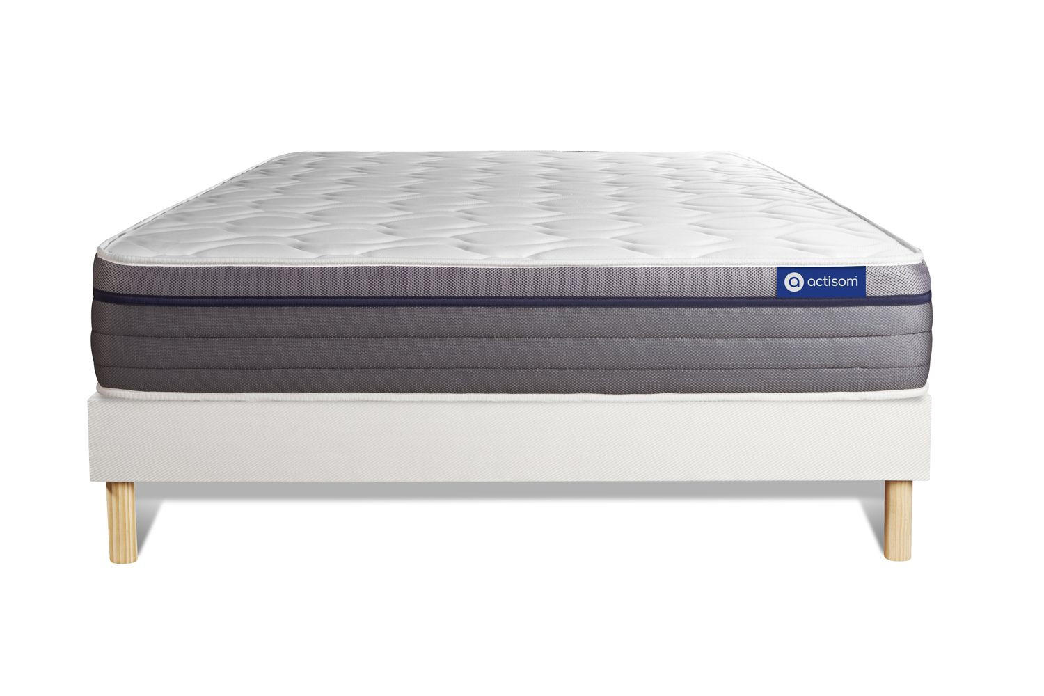 BETT Actimemo zen Memory-Schaum 140 x 210 cm h1 - Kit Bettgestell Weiß - Beige/Weiß, Holz (140/210cm) - ACTISOM