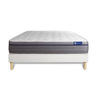 BETT Actilatex zen Latex und Memory-Schaum 135 x 190 cm h1 - Kit Bettgestell Weiß - Beige/Weiß, Holz (135/190cm) - ACTISOM