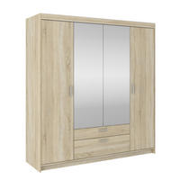 KLEIDERSCHRANK Storicos Sonoma Eiche 176,3/190,5/53 cm - 4T2S Modern mit Schubladen und Spiegel - Beige, Holzwerkstoff/Kunststoff (176.4/190.6/53cm) - AX Living
