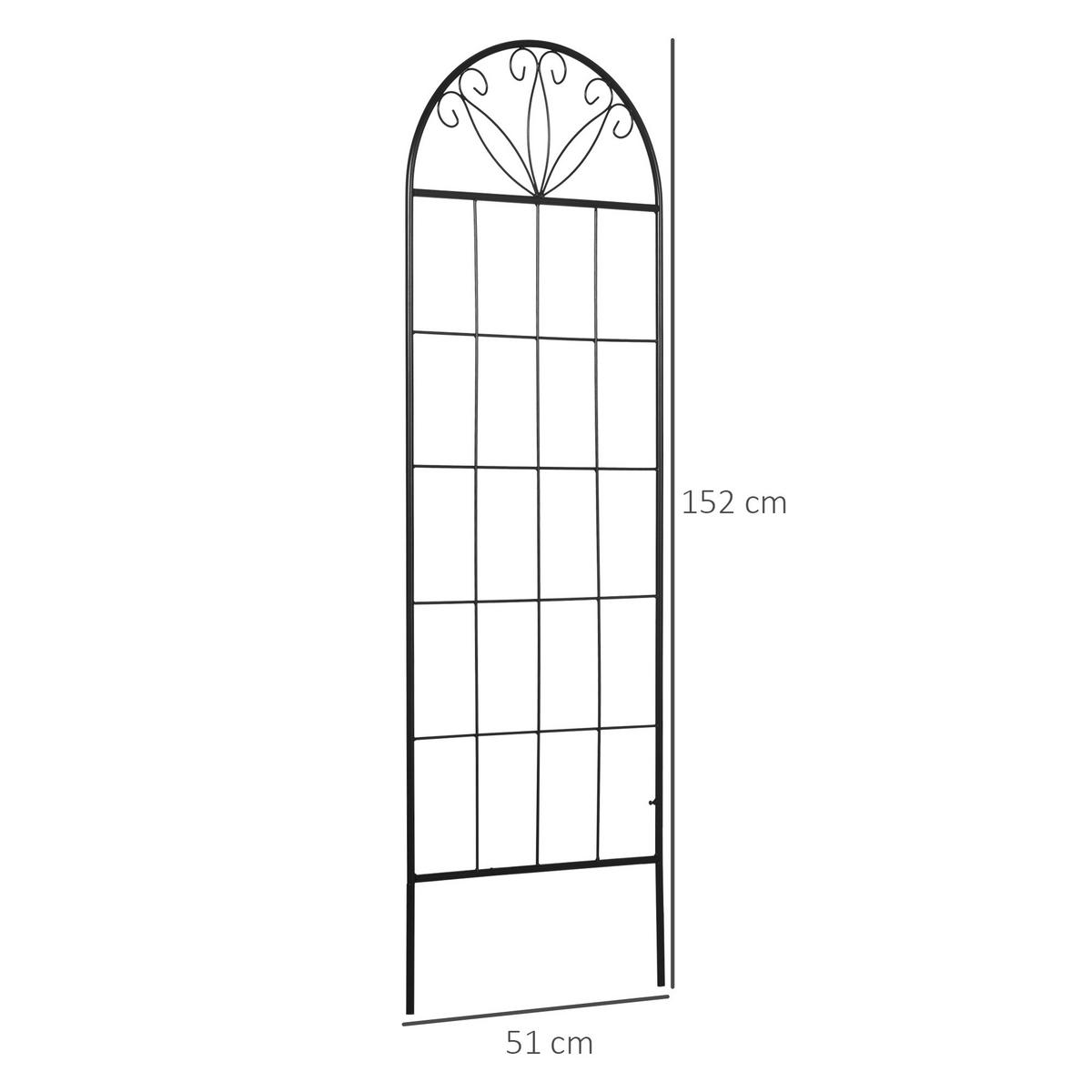 SPALIER DE-18317 2er-Set für Kletterpflanzen, 152 cm hoch Schwarz - Schwarz, Metall (1.1/152/51cm) - ComfortXL