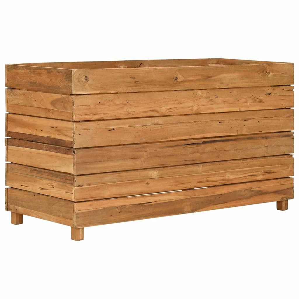 HOCHBEET 100x40x55 cm Teak Altholz und Stahl - Braun, Holz (100/55/40cm) - furnicato