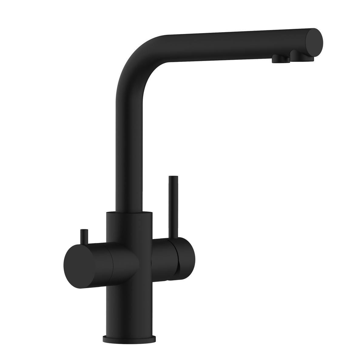 5-WEGE-KÜCHENARMATUR, Edelstahl Massiv aus Chirurgenstahl, PVD Schwarz Matt, 360° schwenkbar - Schwarz, Metall (25/37.6/25cm) - VIZIO