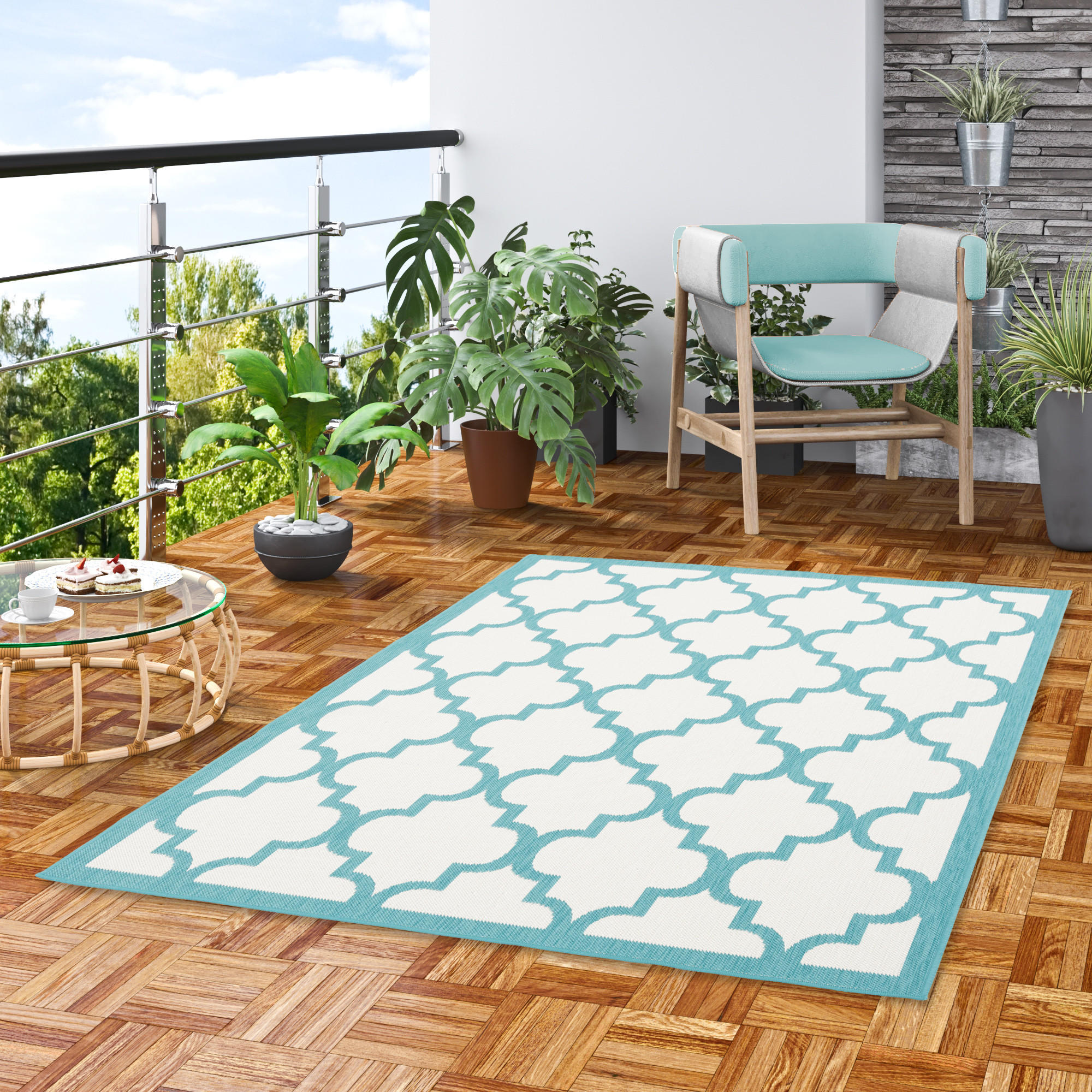 Thumbnail - Pergamon In-, Mintgrün, Textil, 133x190 cm, Teppiche & Böden, Teppiche, Outdoorteppiche