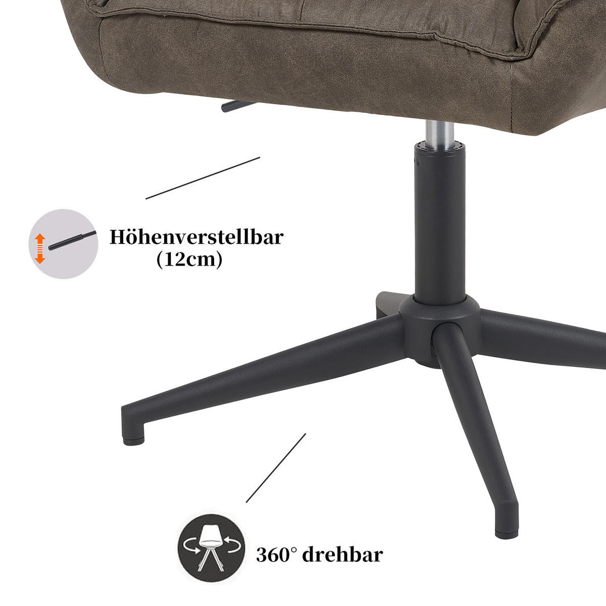 BÜROSTUHL Mika-Yara 2er-Set - Taupe/Schwarz, Textil/Metall (60/85/68cm) - DUBI Möbel