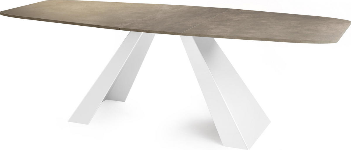 ESSTISCH Monte Weiß rechteckig ausziehbar, Dunkelgrauer Chicago Beton 180-220/90/76 cm - Dunkelgrau/Weiß, Holzwerkstoff/Metall (90/218/76cm) - WFL GROUP