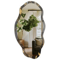 SPIEGEL 90x45 cm asymmetrisch mit Druck - Marmorwirbel - Transparent, Glas (45/90/0.4cm) - TULUP