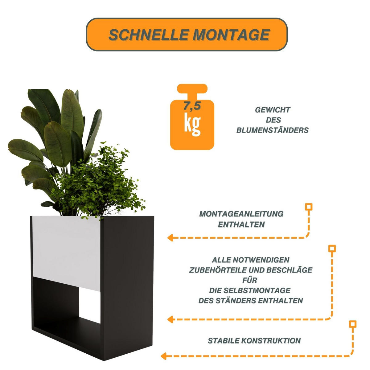 BLUMENKASTEN - Weiß, Holzwerkstoff (46195/45/44cm) - RAUMHIRSCH FURNITURE