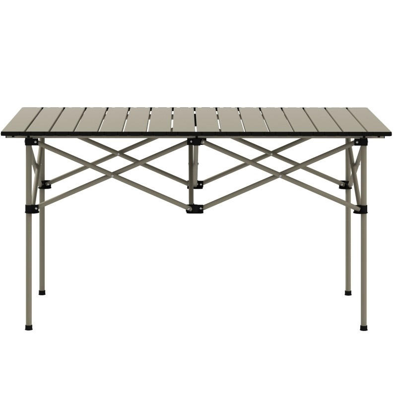 LOUNGETISCH 95/55/50 cm khaki aus Aluminium klappbar - Beige, Metall (95/55/50cm) - OKWISH