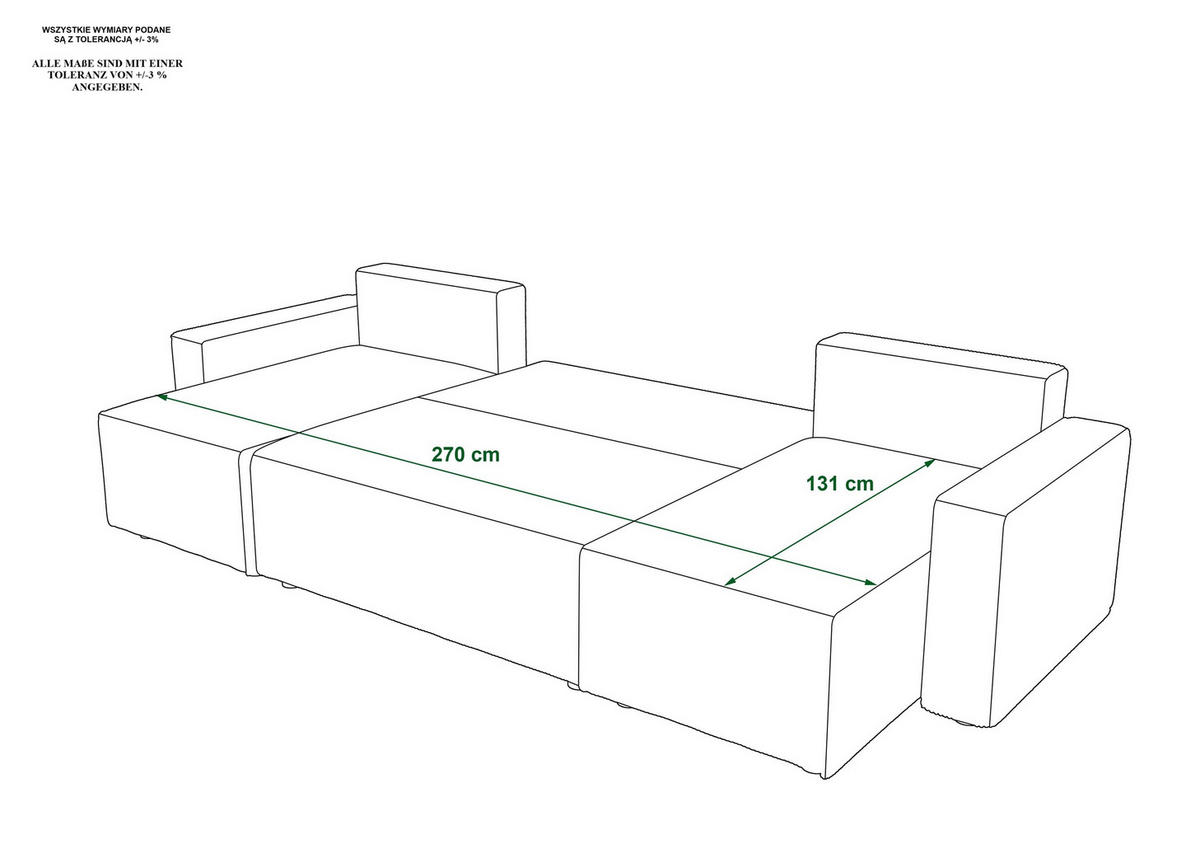 WOHNLANDSCHAFT U AMBRO Poso 135 mit Schlaffunktion U-Form, Sofa mit Stauraum - Schwarz, Textil (300/85/143cm) - Bedante