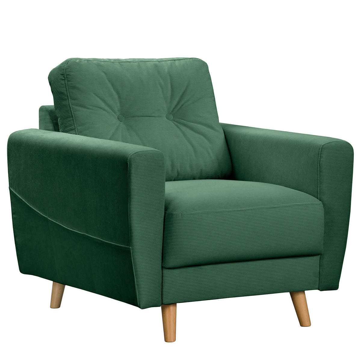 SESSEL - Waldgrün/Braun, Holz/Textil (80/90/87cm) - home24