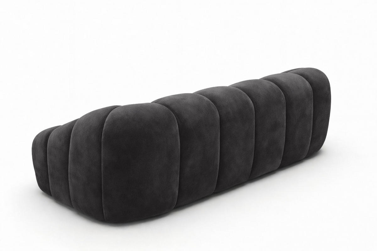 SOFA 3-Sitzer modular, Veloursstoff Bluvel, Schwarz, CROISSANT - Schwarz, Holz (240/72/115cm) - Kaiser Möbel