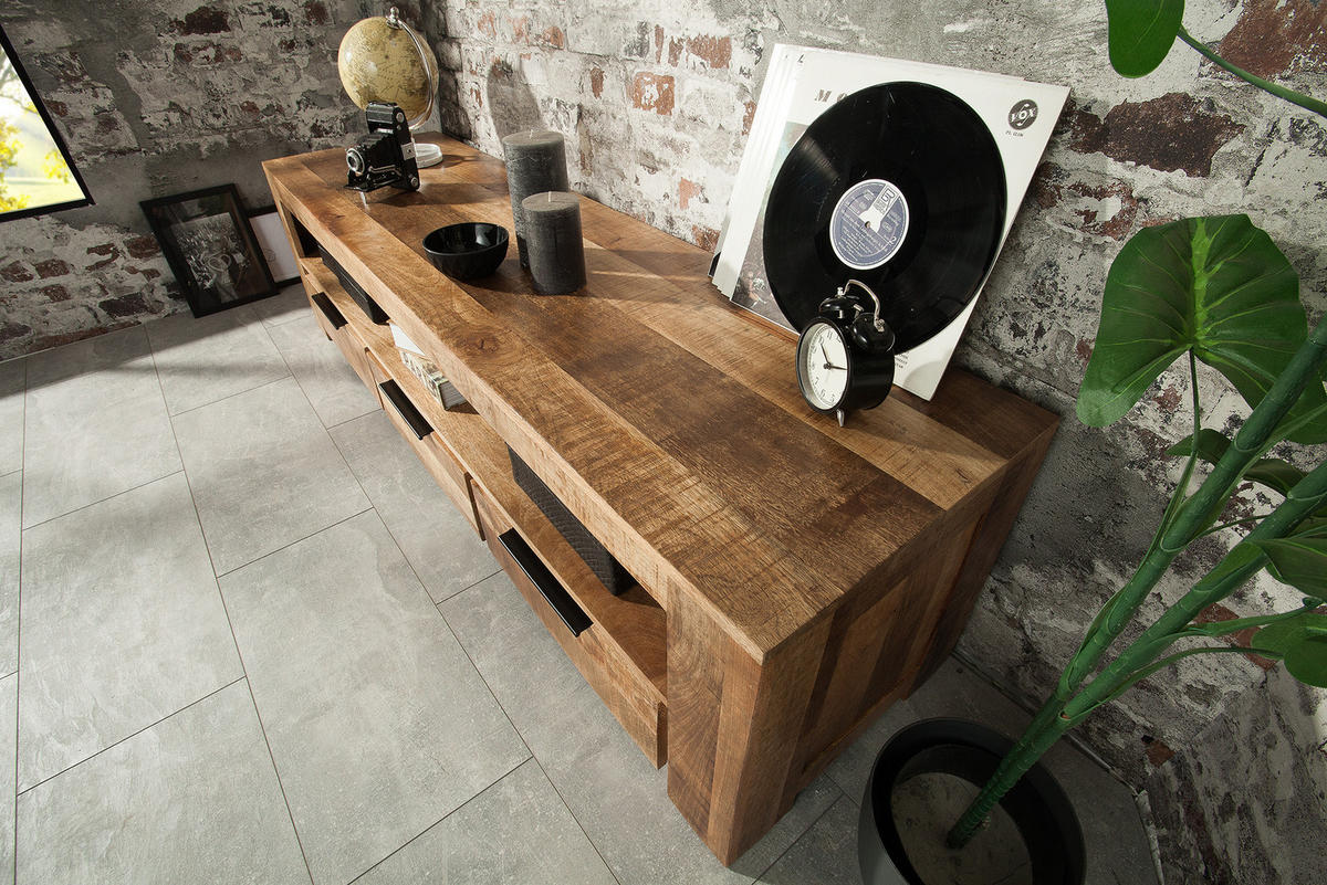 LOWBOARD IRON CRAFT Mango Natur 170 cm - Naturfarben, Holz/Metall (170/45/45cm) - riess-ambiente