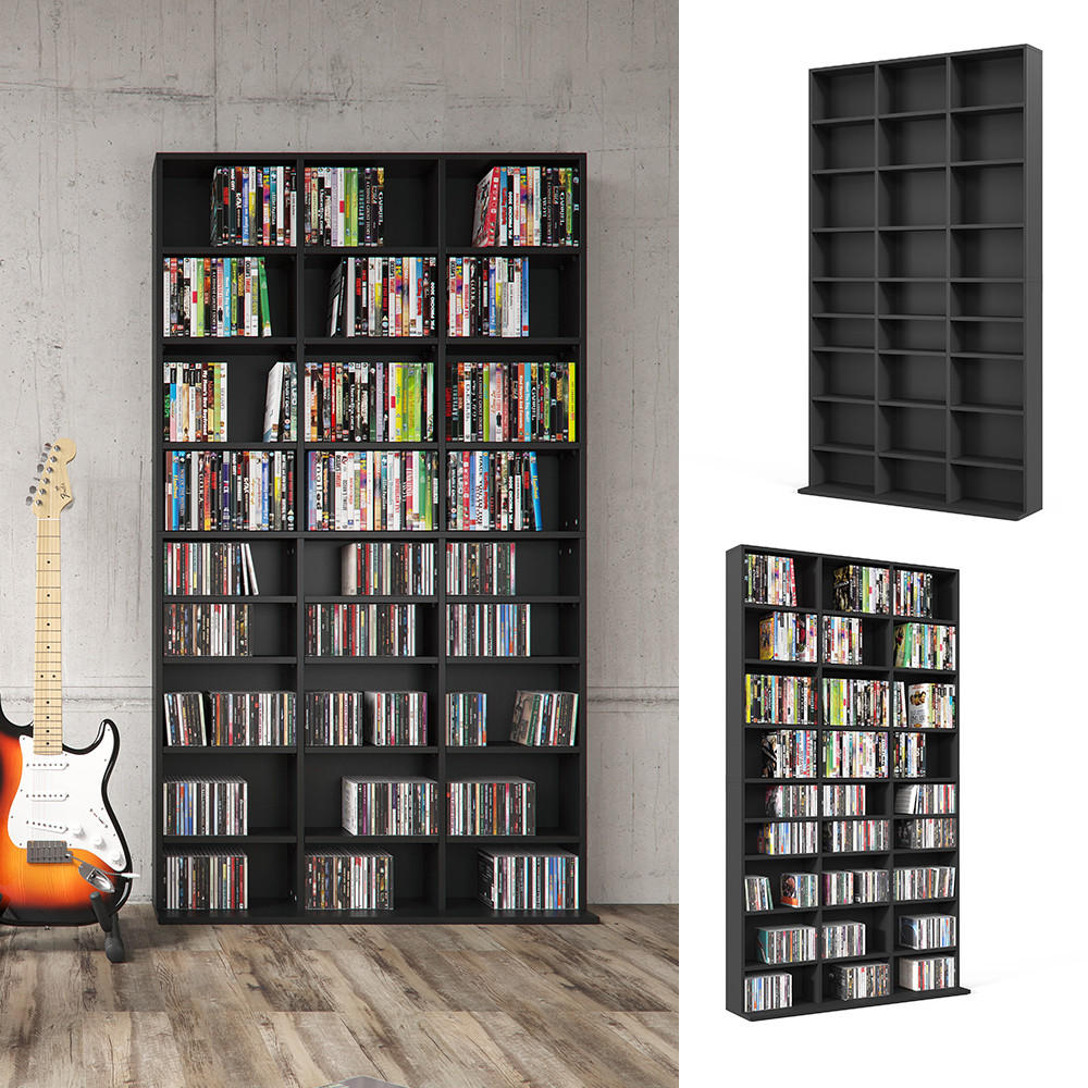 CD-REGAL Jukebox Schwarz 102 x 178 cm - Schwarz, Holzwerkstoff (102/178/16cm) - Vicco
